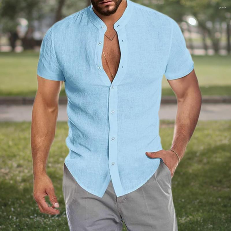 

Men's Casual Shirts Stylish Cardigan Leisure Summer Tops Men All Match Lightweight, Army green