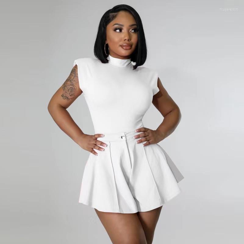 

Women' Tracksuits Summer Two Piece Set Women Fashion Solid Slim Sleeveless Top Wide-leg Shorts Pants Suit Casual, Black