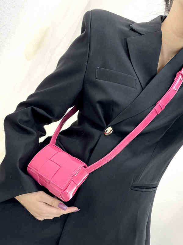 

Evening bag Fashion Lacquer Leather Woven Crossbody Bag For Women Designer Shoulder Bags Mini Lady Wallet Pink Red Blue Small Sac 2022 20220607, Black patent
