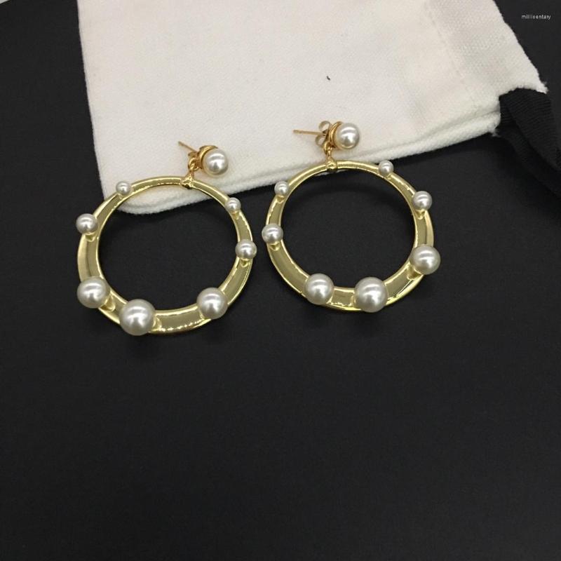 

Hoop Earrings Brass Plating Pearls Inlaid With Fashionable Women's Jewelry
