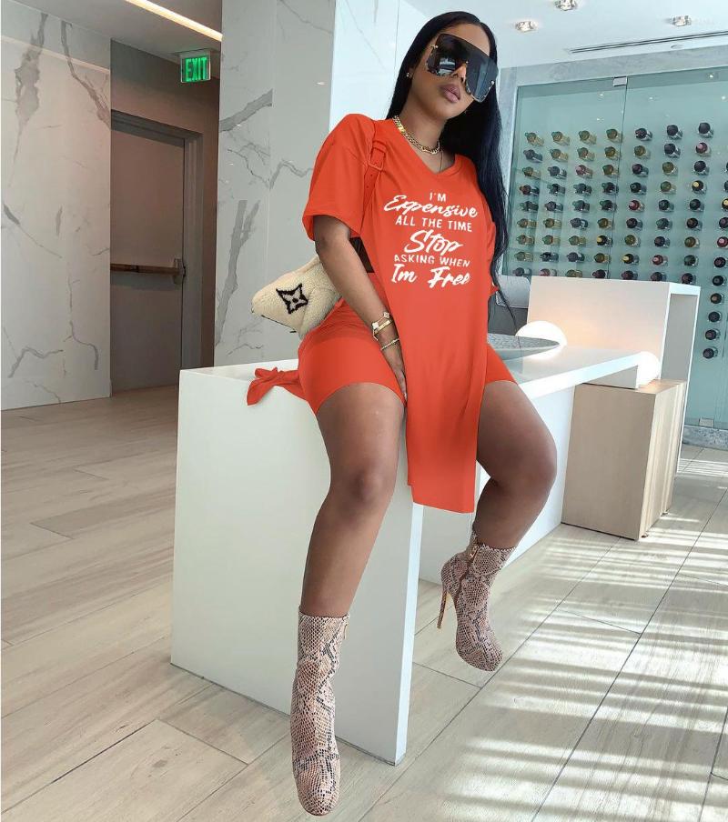 

Women' Tracksuits Summer Fashion Sexy Women' Printed V-Neck Solid Color Casual Offset Printing Shorts Two-piece Female, Black