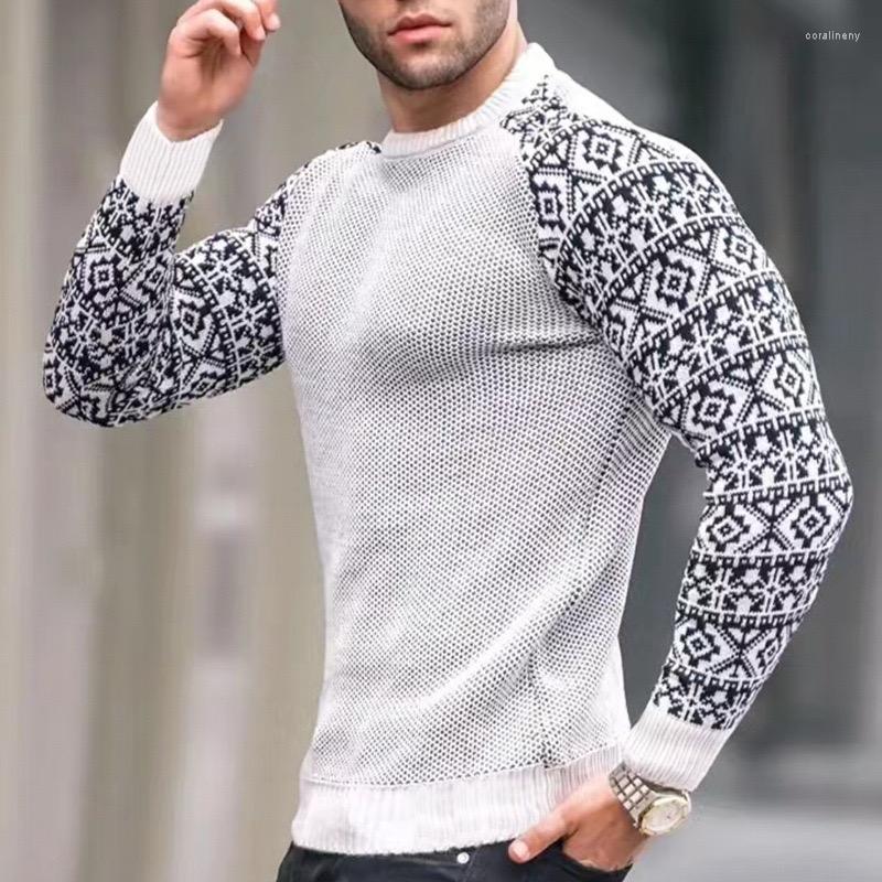 

Men's Sweaters Autumn/Winter Men's O-Neck Sweater Knit Pullover Long Sleeve Jacquard Knitted Waffle Slim Fit Casual Top 2022, Khaki