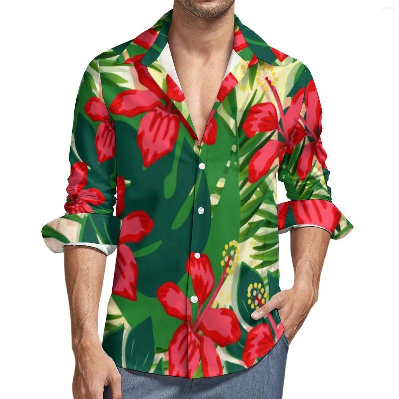 

Men's Casual Shirts Tropical Flower Shirt Funky Floral Art Long Sleeve Design Street Style Blouses Autumn Vintage Oversize Tops, Style-3