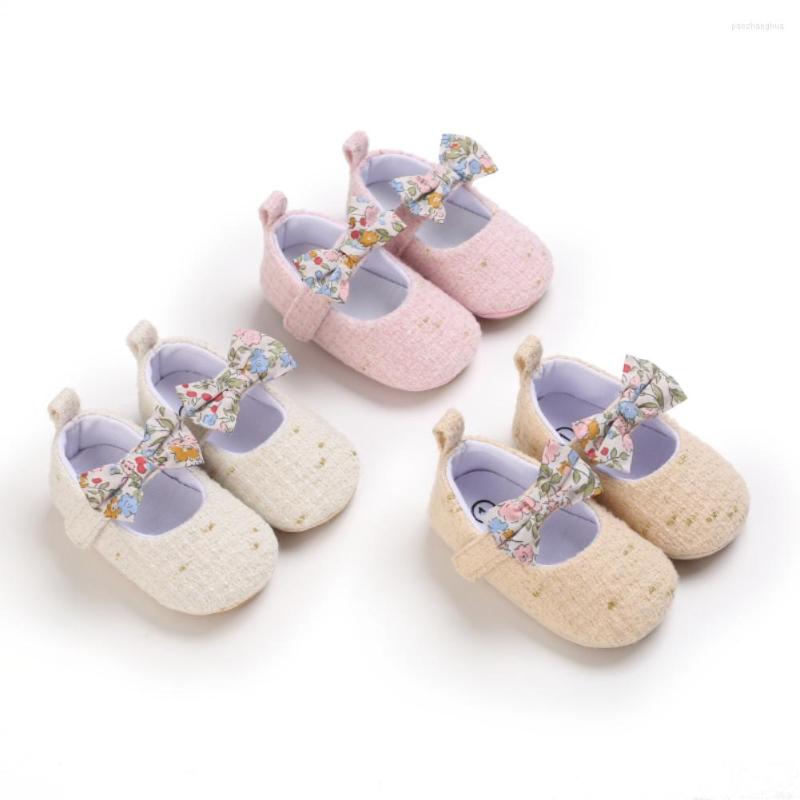 

Athletic Shoes Infant Baby Girl Princess Non-slip Flat Soft-sole Born Rubber Crib Lovely Butterfly-knot First Walkers -18M