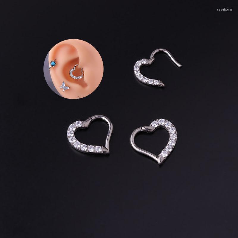 

Stud Earrings 1Piece G23 Titanium Zircon Heart For Women 2022 Love Ear Buckle Piercing Hoop Teens Fashion Jewelry