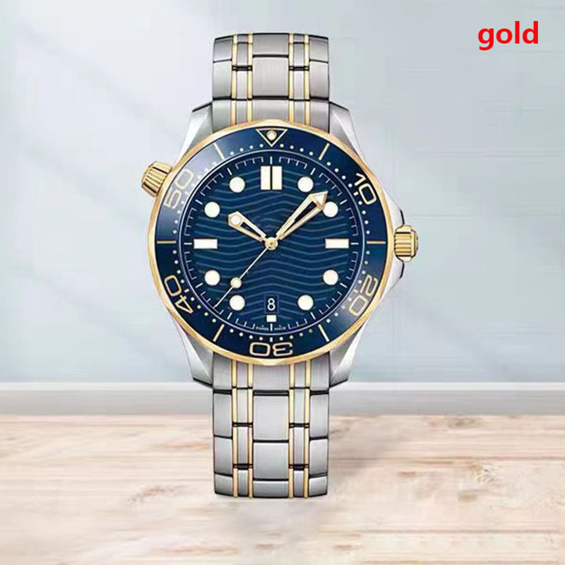 montre automatique pour homme Limitée Hommes Montres-bracelets automatiques 41mm Mouvement mécanique Verre Retour Sports Mer Hommes Bleu Argent M