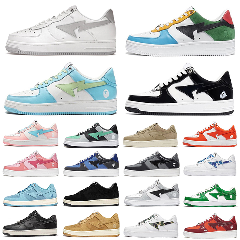 

Bapestas SK8 Sta Mens Casual shoes JJJJound Pastel Pink Patent Leather Camo Combo Green Black white Suede Tokyo Suede Heel Beige men women trainers sports sneakers, 17
