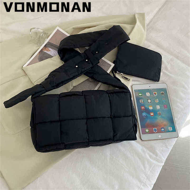 

Shopping Bag Oxford Cloth Weave Padded Handbag Wallet Designer Women Shoulder Bag Branded 2022 Winter Down Cotton Crossbody Bag Sac 220723, Green