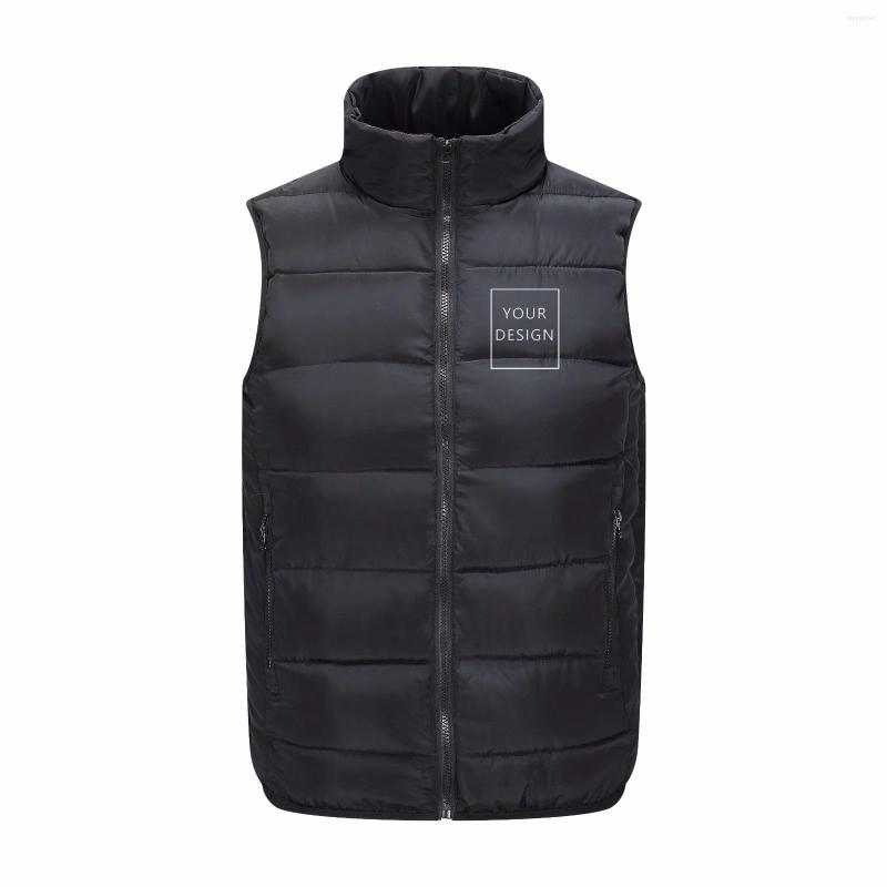 

Men's Vests Custom Brand Logo Men Jacket Autumn Winter Warm Vest Down Cotton Sleeveless Waistcoat Man Mens Outdoor Coat, D00dv orange