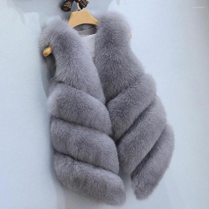 

Women' Fur Winter Women' Jacket Faux Vest Coat Fake Waistcoat Patchwork Thicken Warm Sleeveless Outwear Gilet L1698, Army green