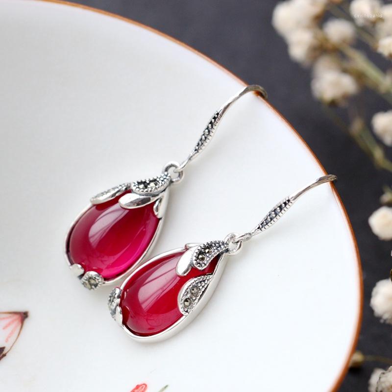 

Dangle Earrings 925 Sterling Silver Ms Retro Droplets Thai