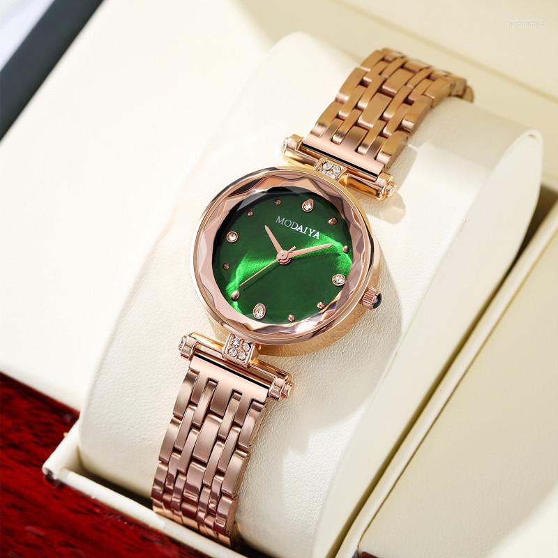 

Wristwatches Style Luxury Rose Gold Steel Strap Quartz Diamonds Watch Fashion Female Wrist Korean Women Clock