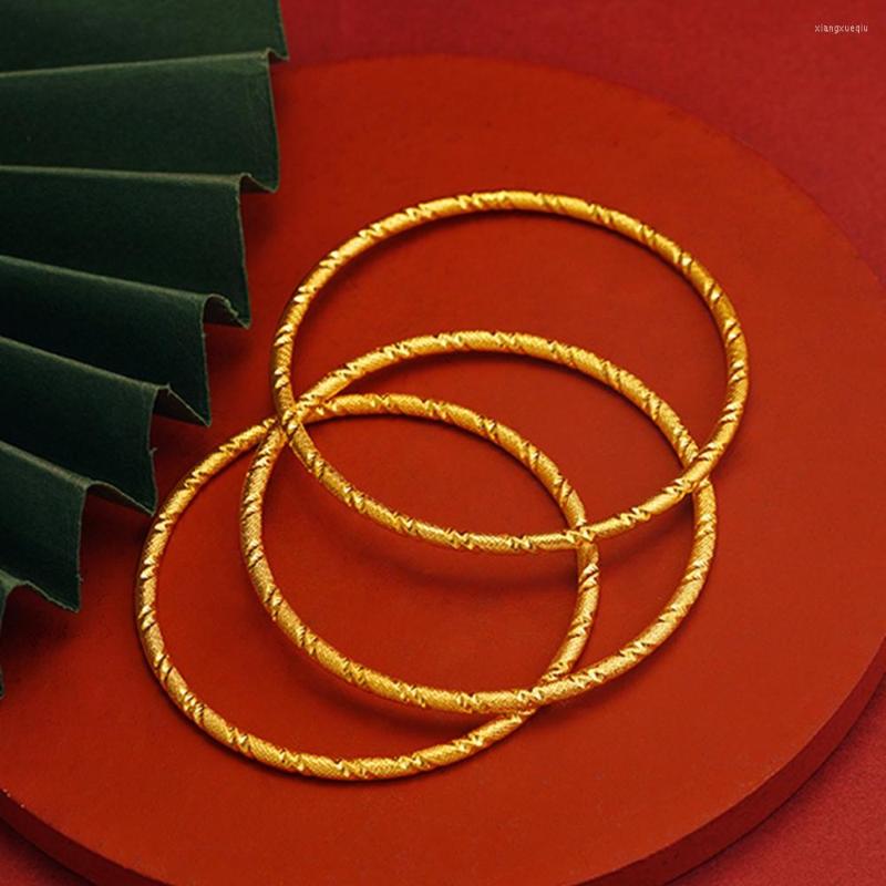 

Bangle 3pcs Wholesale Thin Unopenable Women 18k Yellow Gold Filled Simple Women's Bracelet Accessories Elegant Jewelry Gift