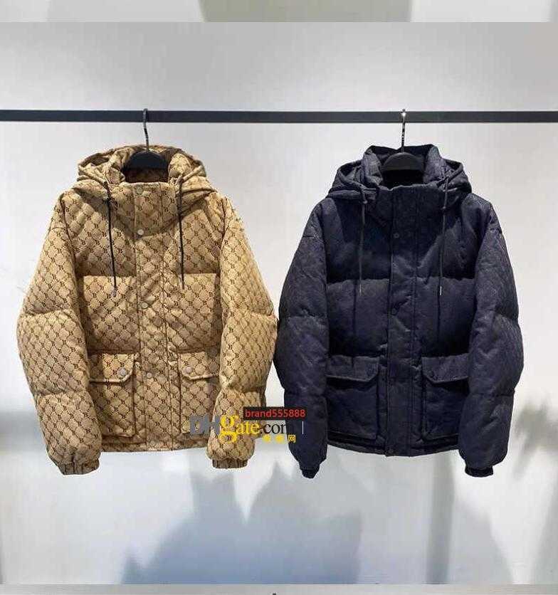 

fast ship Men Women Down Puffer Jacket Oblique Full Body Letter Appliques Tags Designer Male Warm Zipper Outwear Stand Plaid Collars, Khaki