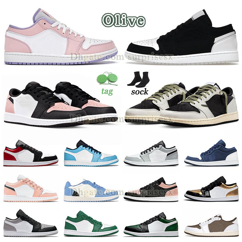 

Jumpman 1 Low Arctic Punch Basketball Shoes Womens Top Fashion Shattered Backboard 1s Light Pink Smoke Grey Ts x OG Olive Green Reverse Mocha Brown Sail Black Sneakers, D14 36-46 low royal toe
