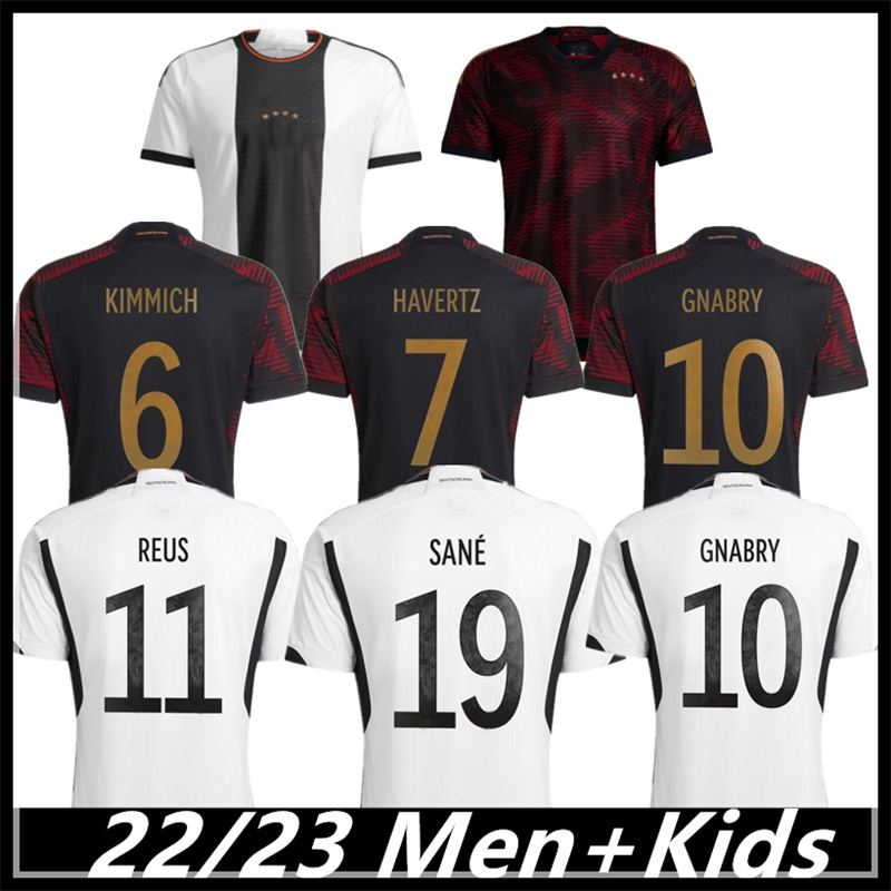 

22/23 Germanies Soccer Jerseys SANE HUMMELS KROOS WERNER MULLER GERMANe Football shirt GOTZE Gnabry REUS MUSIALA 22 23 men kids kit women uniform fans 2022-2023, Away