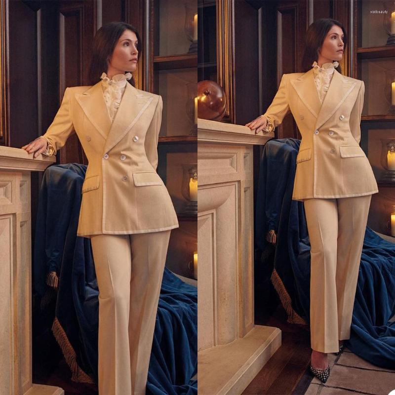 

Women's Two Piece Pants Elegant Chic Women Suits Double Breasted Steetwear Office Lady Blazer Red Carpet Celebrity Party Prom 2 Pieces, Black
