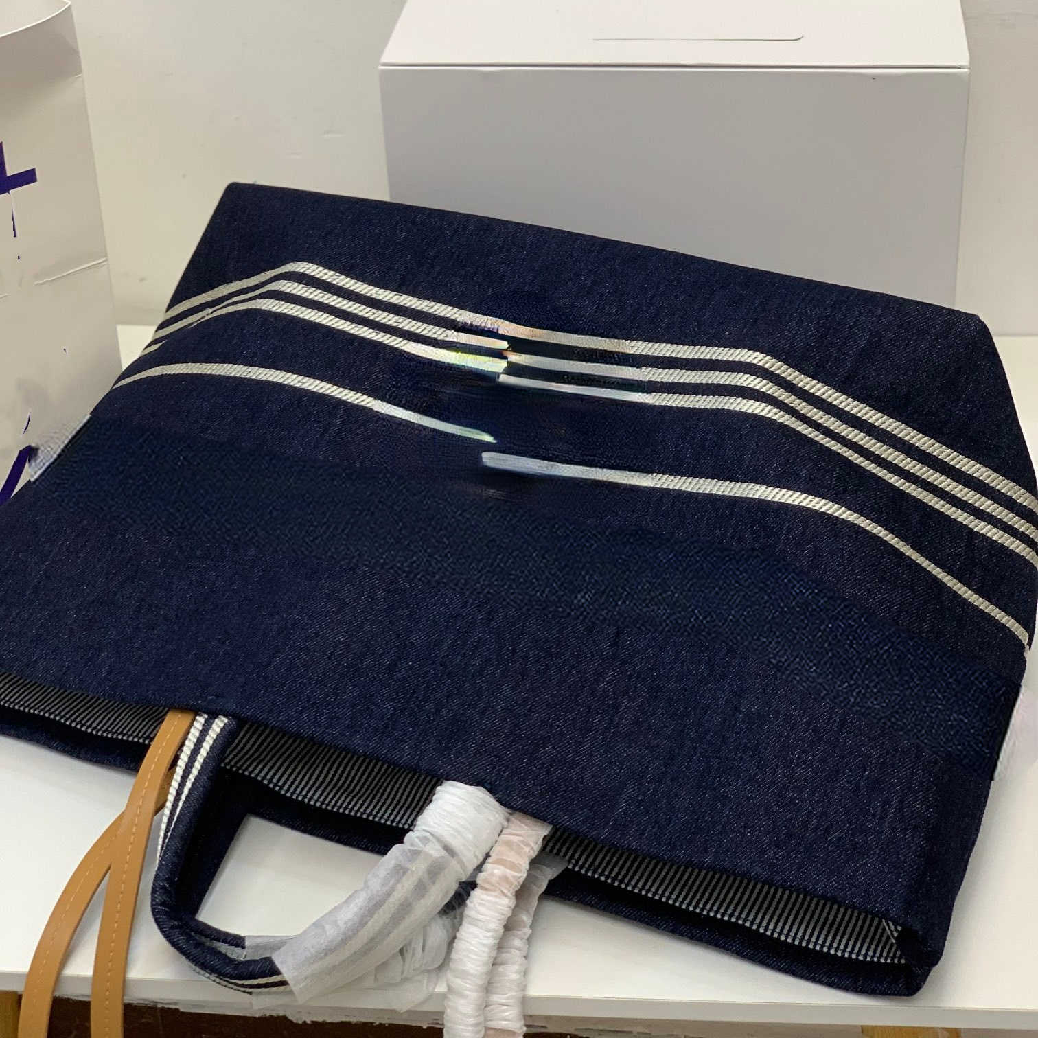 

Brand Evening Bags designer design jeans shopping canvas large capacity Tote hand bag fashion, Sky blue