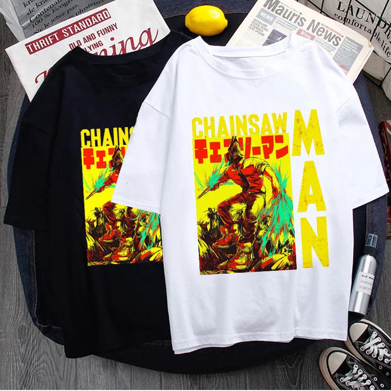 

Men's T Shirts Japanese Anime Chainsaw Man Shirt Men Kawaii Summer Tops Cartoon Pochita Graphic Tees Funny Makima Harajuku T-shirt Male, 63222