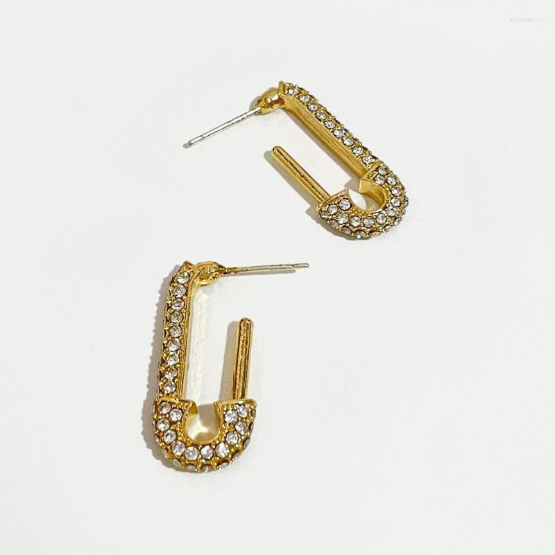 

Stud Earrings Peri'sBox Punk Safety Pin Gold Color Rhinestone Glitter Geometric For Women And Men Stylish