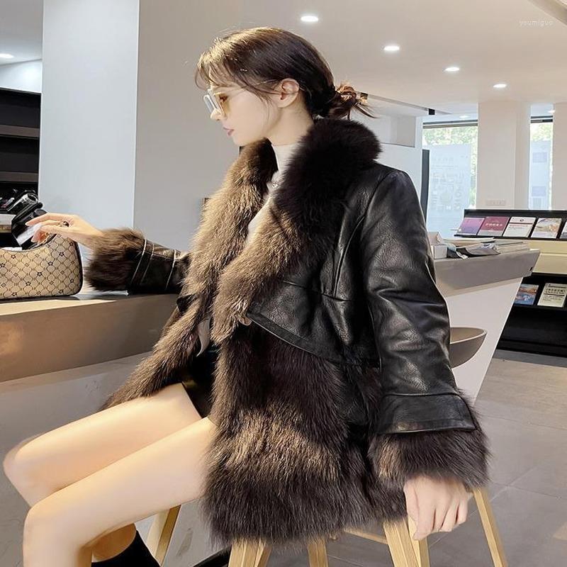 

Women's Fur Faux Women Winter Coat Wool 2022 The Female Black Thin Splicing