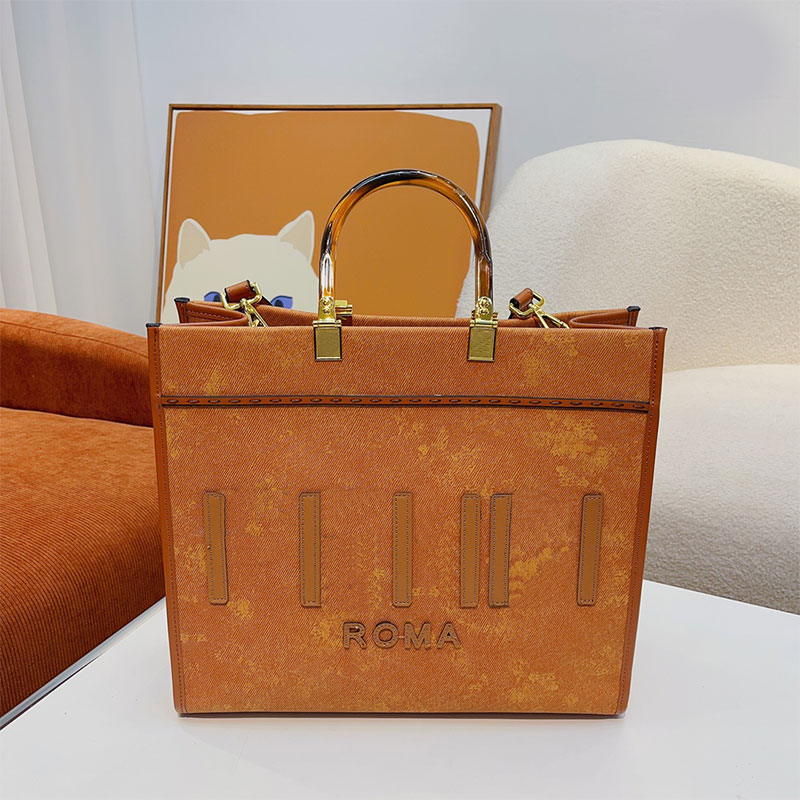 

Old Flower Canvas Tote Bag Nubuck leather Shoulder Handbags Purse Womens Shopping Bag Amber Handle Crossbody Bags Letter Prints