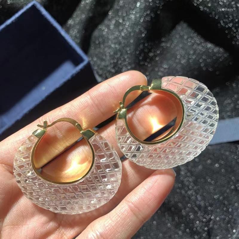 

Hoop Earrings Transparent Resin Geometric Oval High-end Cold Wind Temperament