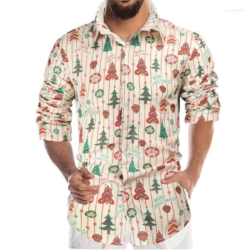 

Men's Casual Shirts Men's Santa Claus Stylish All Match Autumn Shirt Single-breasted Cute For Parties, Red
