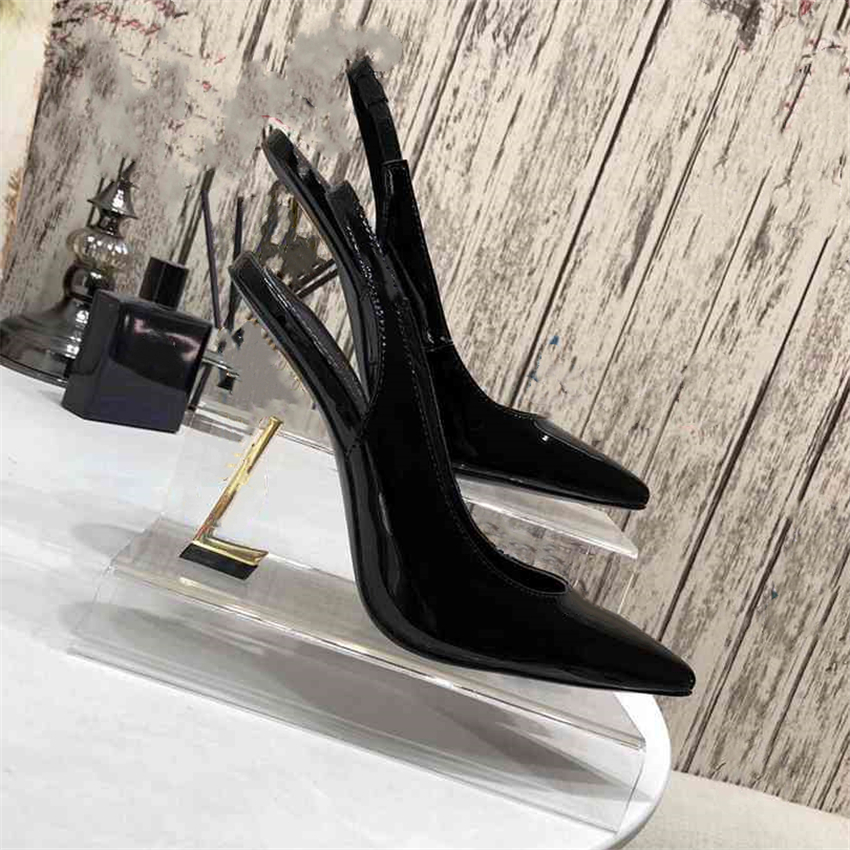 

Fashion Dress Shoes Yslity Women Leather High Heel Metal Buckle Letter Logo Wedding Party Business Casual Flat Shoes 01-013
