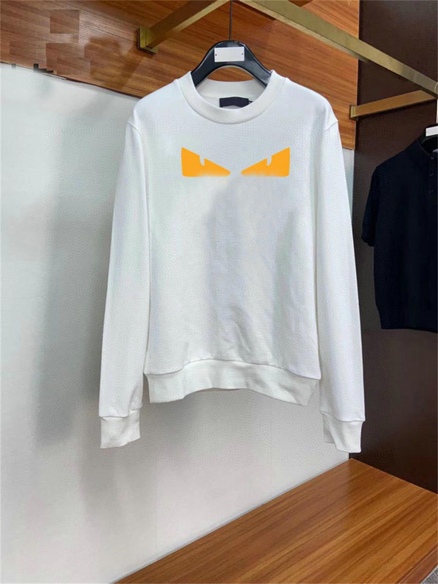

2022 New Autumn and Winter Classic Men's Versatile Long Sleeve Top Small Monster Eyes Casual Round Neck Pullover Sweatshirt, White