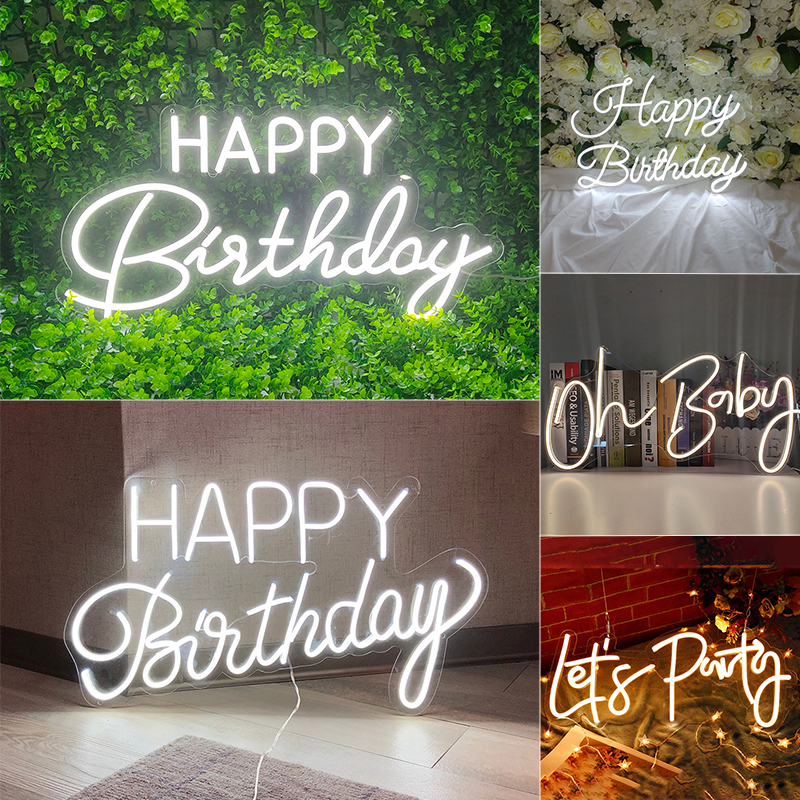

Novelty Items Happy Birthday Led Neon Sign Custom Night Light for Party Decor Oh Baby Lets Home Hanging 221031
