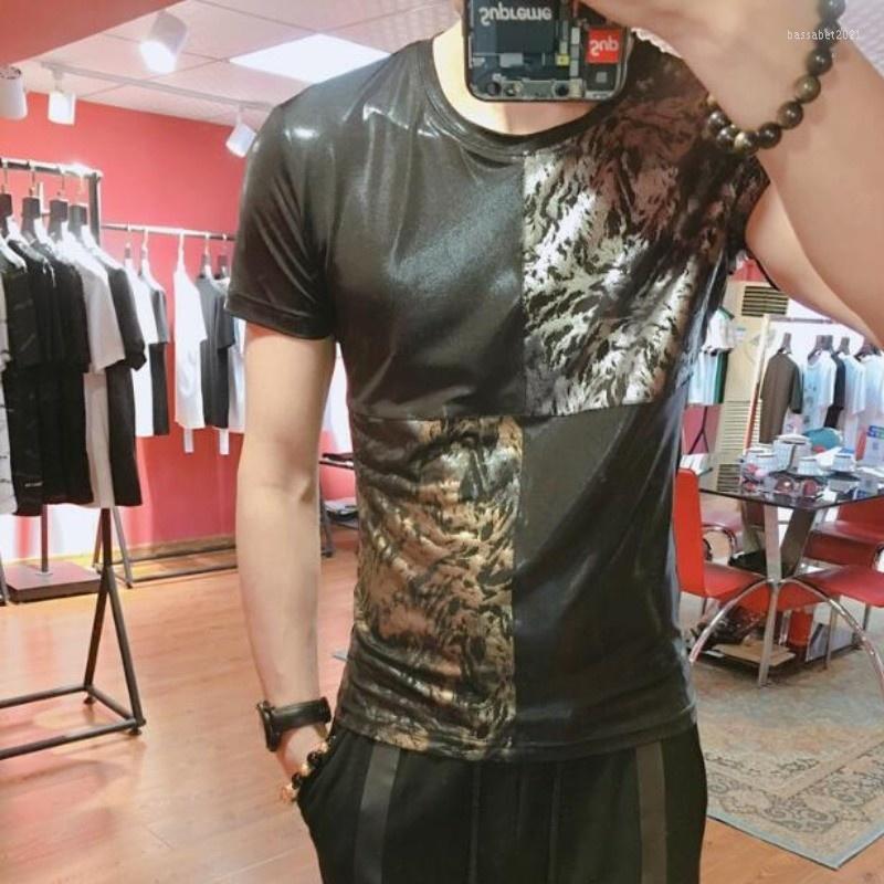 

Men' T Shirts Men Streetwear Brand Clothing 6 Colors O Neck Shirt Mens Fashion Tshirts Male Short Sleeved Men' Plus Size Tops, V-neck gold