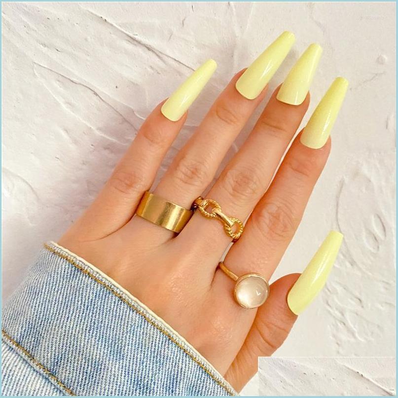 

Cluster Rings Cluster Rings Resizable Hollow Geometric Set For Women Punk Open Metal Chain Round Finger Ring Fashion Opal Female Jew Dhgcz