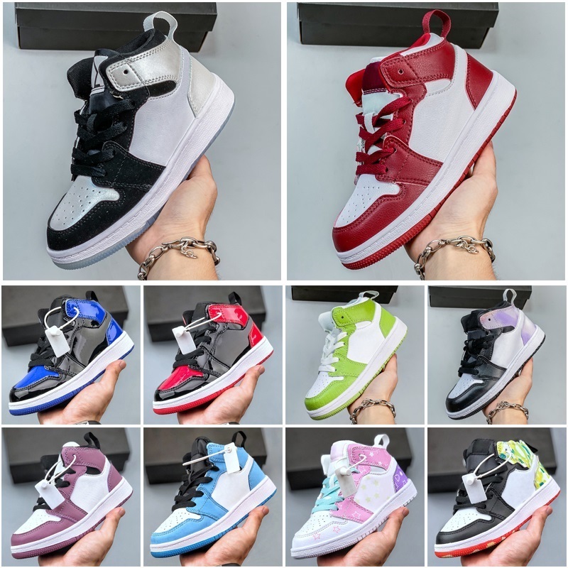 

Infants Toddler Kids Basketball Shoes Pine Green Game Royal Obsidian Chicago Bred Sneakers Multi Color Tie Dye Size 22-37, (6)