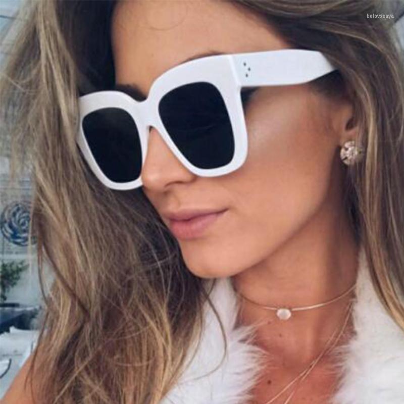 

Sunglasses Rivet Oversized Square For Women Classic Vintage Big Frame Sun Glasses 2022 Trendy Elegant White Eyewear Shades UV400