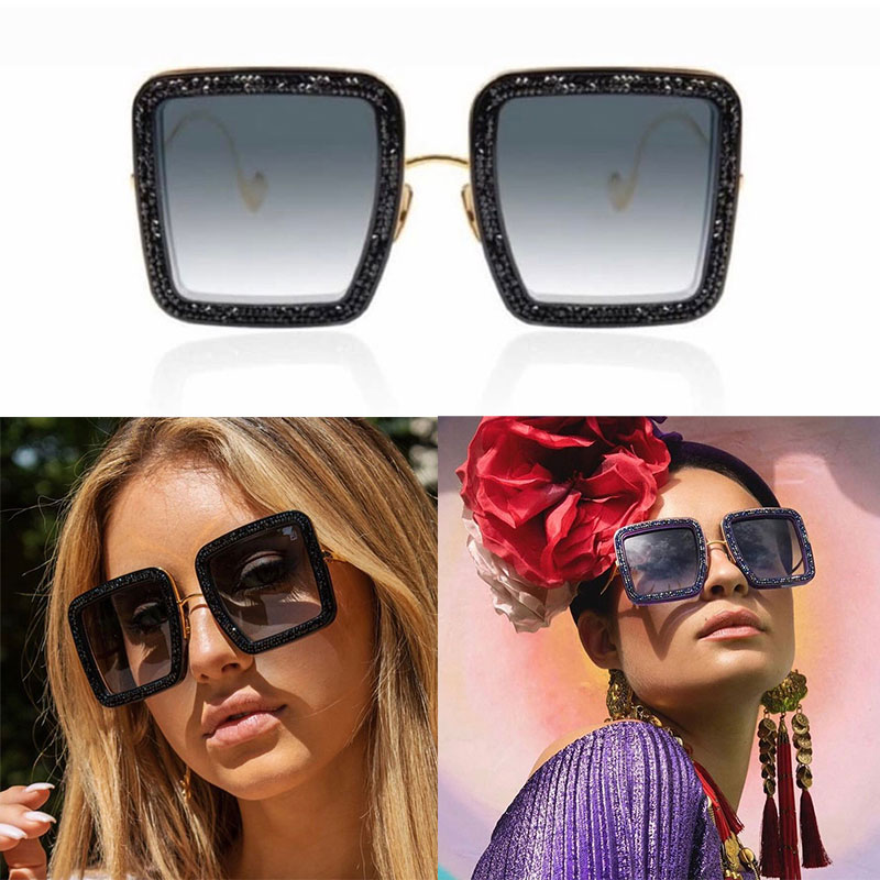 

Women Designer Sunglasses luxury brand KARLSSON metal mirror legs full star flash diamond square sunglasses fashion elements decorative eyeglasses original box