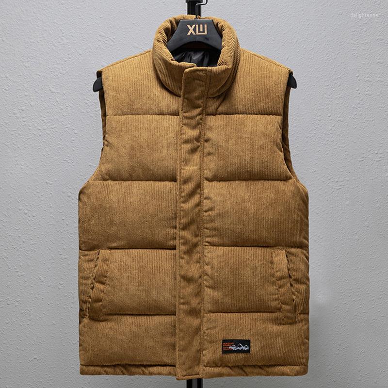 

Men's Vests Nice Brand Winter Autumn Vintage Cotton Vest Men Casual Plus Size Waistcoat Stand Collar Sleeveless Jackets -5XL, Black