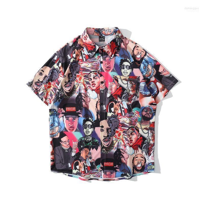

Men's Casual Shirts Men's Personalized Pocket Shirt 2022 Summer Men Hawaiian Short Sleeve Mens Hip Hop Print Beach Man Oversized, Style1