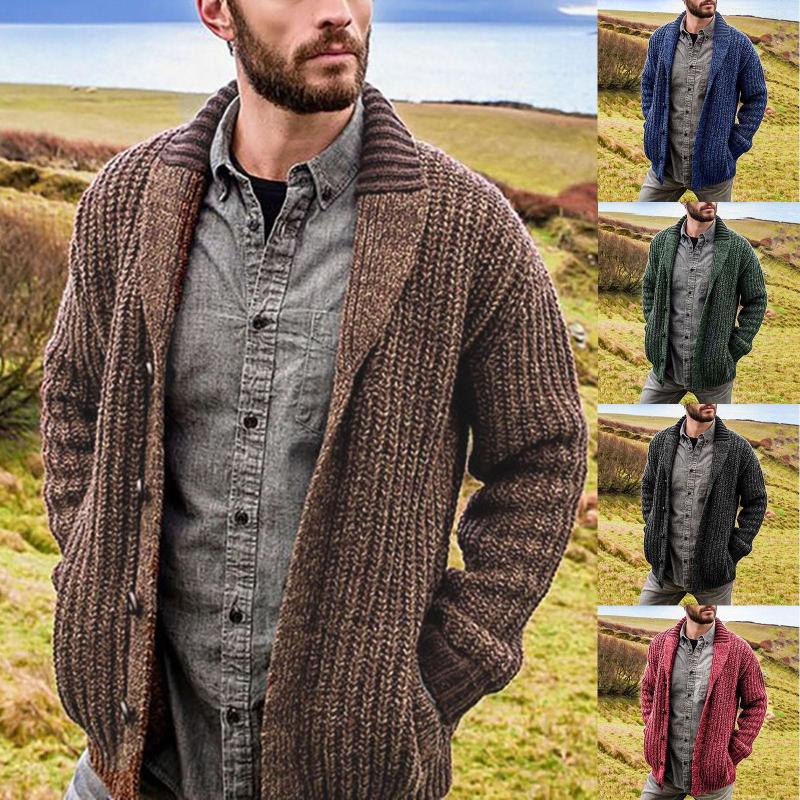 

Men' Sweaters Door Coat Hanger Mens Cable Knit Cardigan Sweater Shawl Collar Loose Fit Long Sleeve Casual Cardigans Boy Stocking, Green
