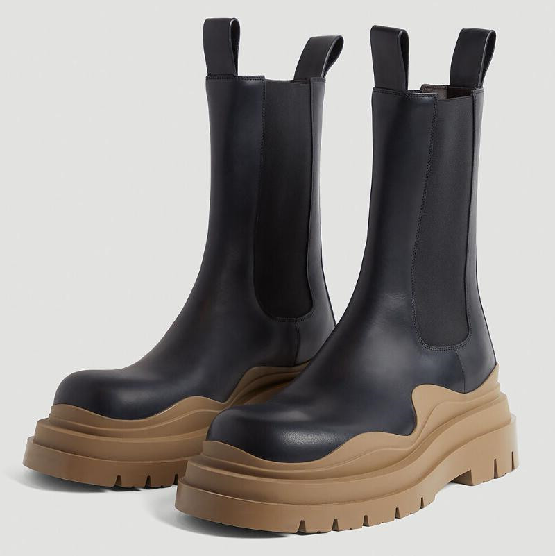 

Women Black Chelsea Boots High Top Womans Designer Boot Luxury Fashion Womens Chunky Heel Boot