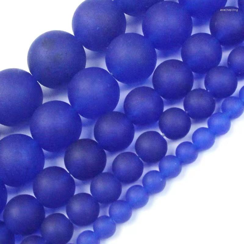 

Beads Natural Stone Matte Dark Blue Jades Chalcedony Round Loose Spacer For Jewelry Making Diy Bracelets 4 6 8 10 12mm 15''