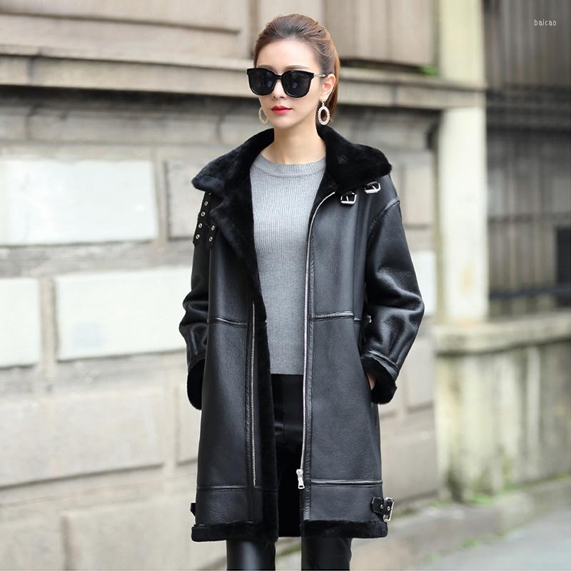 

Women' Leather Dx0008 Luxury Real Sheepskin Shearling Coat For Women Genuine Jacket Merino Motor, Picture shown