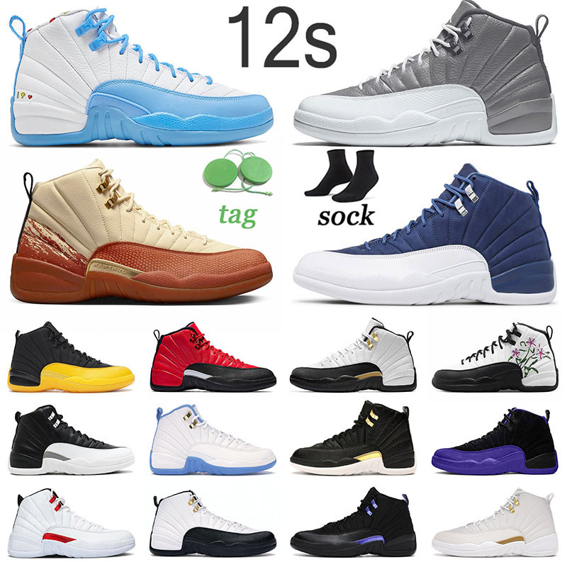 

J12 Jumpman 12 12S Basketball Shoes Designer For Mens Womens Outdoor Sport Sneakers Trainers FIBA Hyper Royal Gs Floral Stealth Dark Concord Playoffs US12 US13 Eur 47, P00 40-47 black taxi