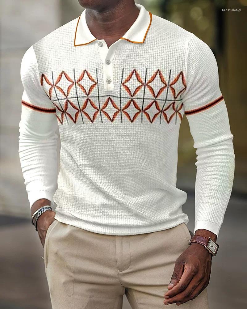 

Men's Polos Mens Fashion Patchwork Long Sleeve Polo Shirts Casual Turn-down Collar Zipper Top Slim Shirt For Men 2022 Autumn Streetwear, 50929