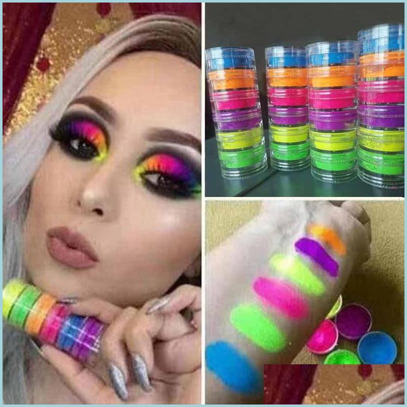 

Eye Shadow Eye Shadow Powder 6 Colors Glitter Neon Pigment Eyeshadow 6Pcs/Set Diy Nail Art Sequin 60Sets Drop Delivery 2022 Health B Dhst2, 6pcs=6 colors=1 set