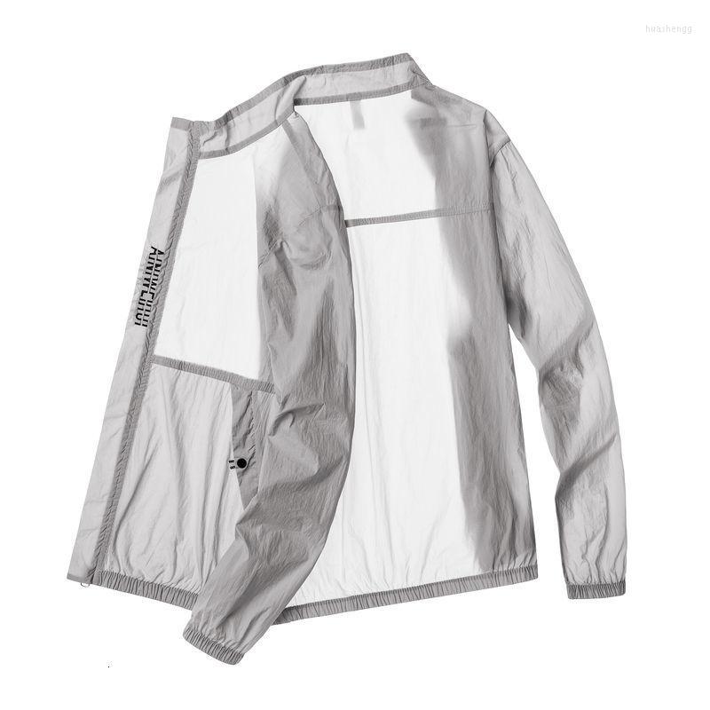 

Men's Jackets Men's 2022 Summer Ultra-thin Breathable Ice Silk Jacket Stand-up Collar Sun Protection Clothing Windbreaker, Blue