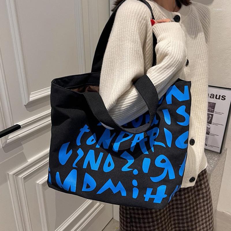 

Evening Bags CGCBAG Fashion Canvas Tote Bag Women 2022 Large Capacity Shopper Female Simple Harajuku Shoulder Designe Handbag, Black