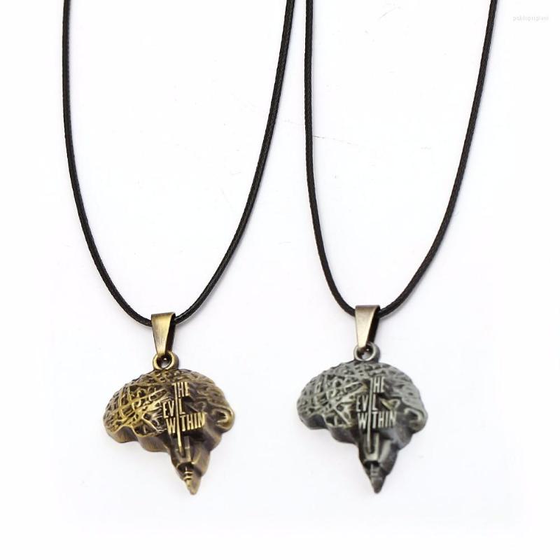 

Choker Game Necklace The Evil Within II Mini Break Brain Metal Pendat Black Rope Chain Necklaces Women Men Charm Colar HC12592