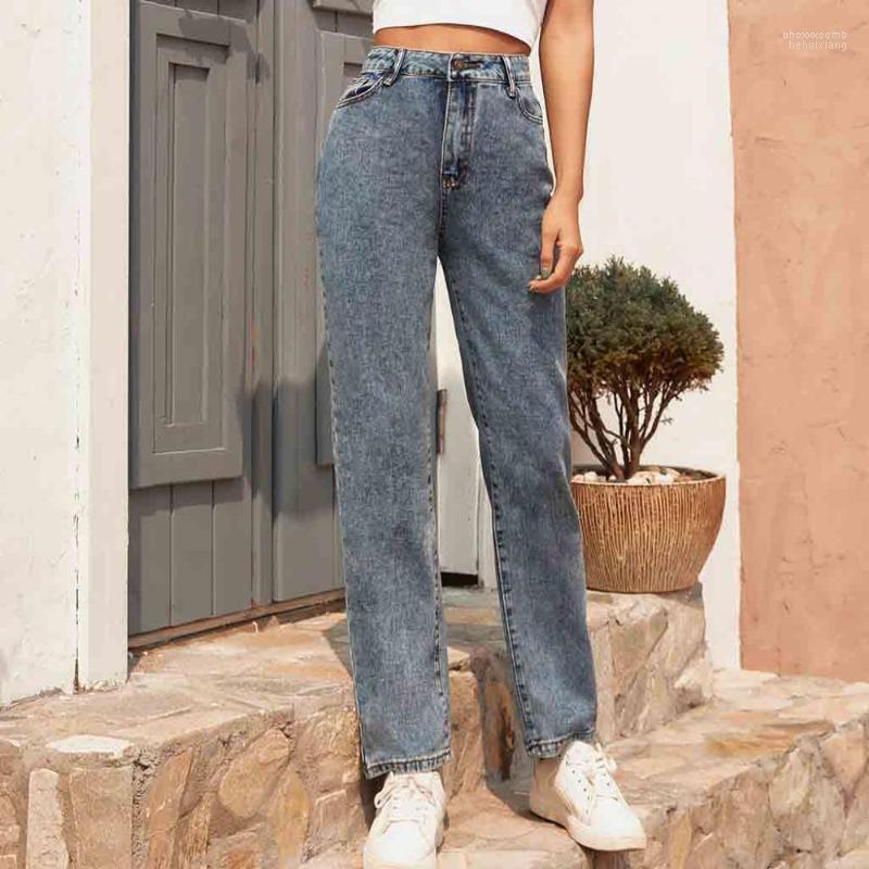 

Women's Jeans Women's High Waist Denim Long Pants Women 2022 Summer Slim Casual Zipper Trousers Loose Lady Female, Blue