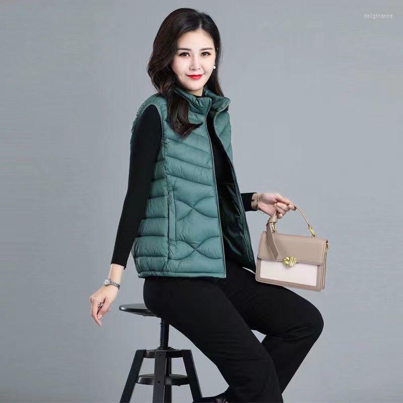 

Women's Vests Women Stand Collar Female Solid Color Vest Ladies Cotton Padded Jacket Sleeveless Winter Waistcoat G28, Burgundy